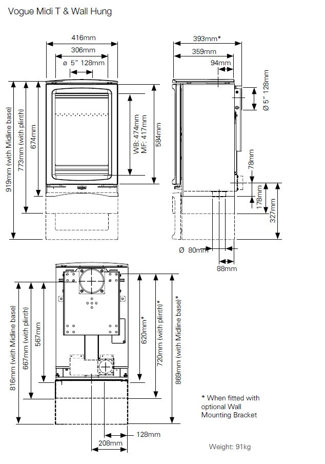 Vogue Midi T Wall Hung